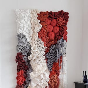Woven tapestry | fiber art | textured art | coral reef wall hanging | large macramé | fiber art 3D textured wall art | wall sculpture