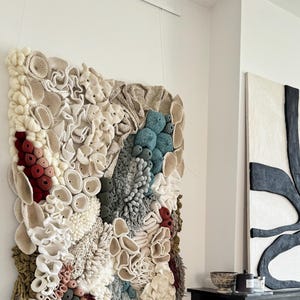 Gewebter Wandteppich | Faserkunst | strukturierte Kunst | Korallenriff-Wandgestaltung | großes Makramee | Faserkunst, 3D-strukturierte Wandkunst | Wandskulptur