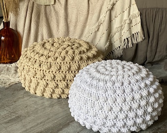 Pouf 22*12 Inc, Ottoman - Pouf de sol, marocain, styles de méditation pour la décoration du salon, chaises tricotées au crochet faites à la main, cadeaux et décoration pour la maison