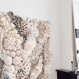 Wandbehänge aus Korallenriff-Faserkunst, dekorative Wandteppiche, abstrakte Kunst, Wandteppich, Makramee-Wandbehänge, Textilkunst