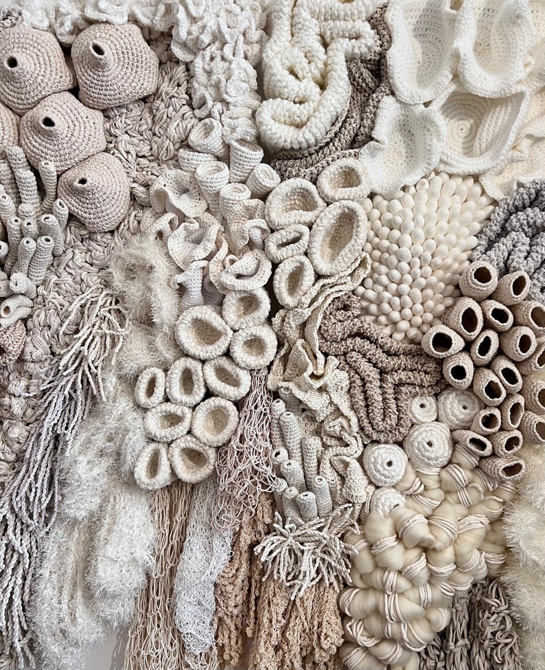Coral reef fiber art wall hangings, decorative wall tapestries, abstract art, tapestry for the wall, macrame wall hangings, textile art image 5