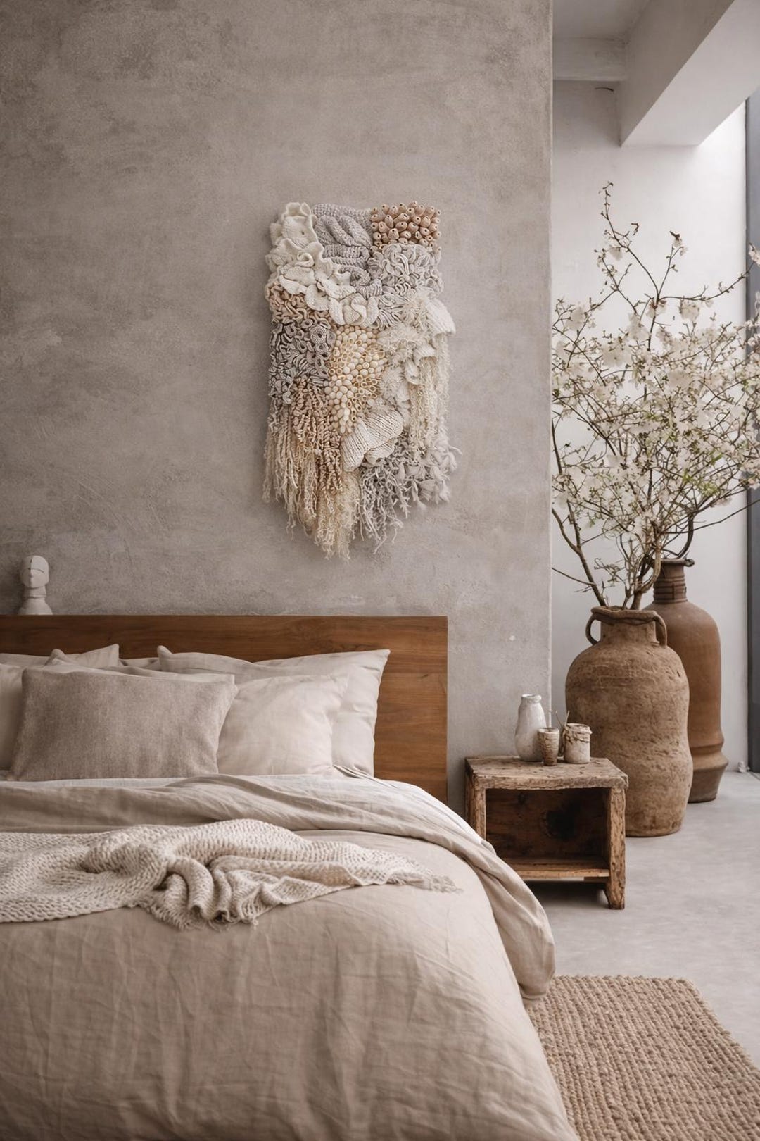 Textile Art: Coral Reef-inspired Large Macrame, Woven Tapestry