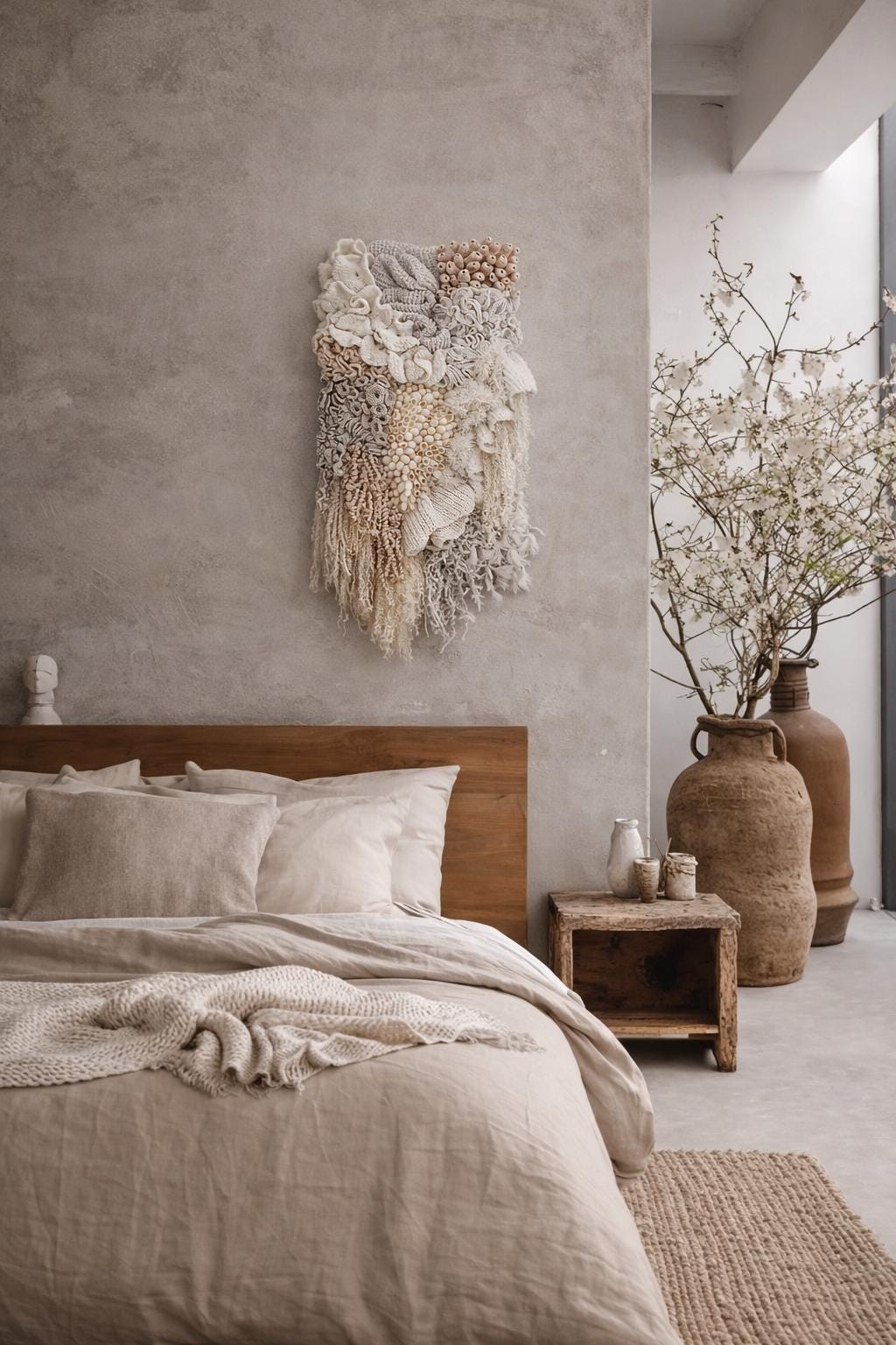 Textile Art: Coral Reef-inspired Large Macrame, Woven Tapestry