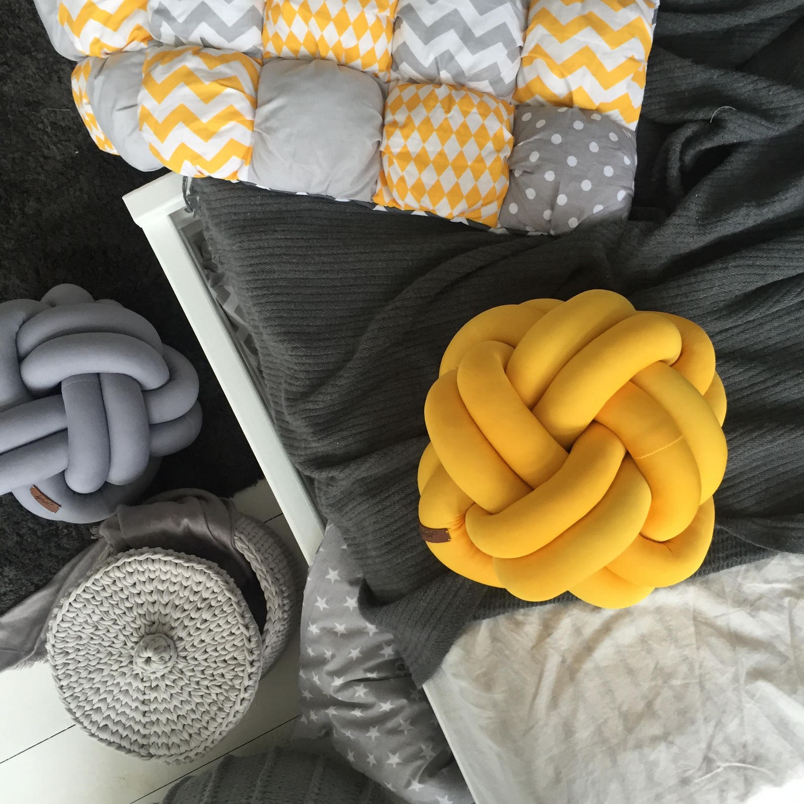 Mini Yellow Knot Pillow Knot Cushion Decorative Pillow Home Etsy