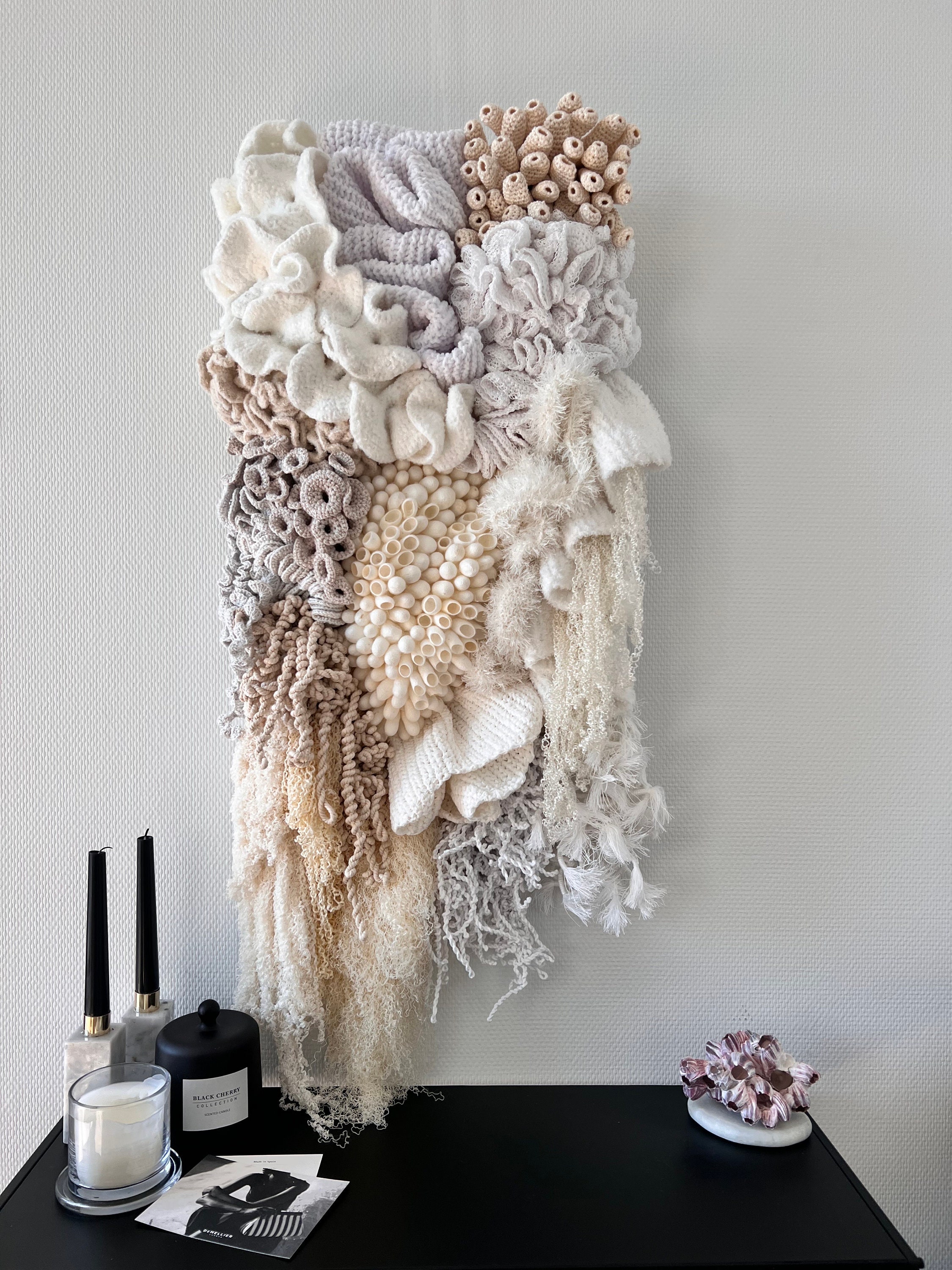 Textile Decor Inspiration Reference: Textile Art Coral Reef Inspired Large Macrame Woven Tapestry Wall