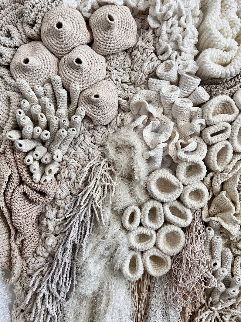 Coral reef fiber art wall hangings, decorative wall tapestries, abstract art, tapestry for the wall, macrame wall hangings, textile art image 9