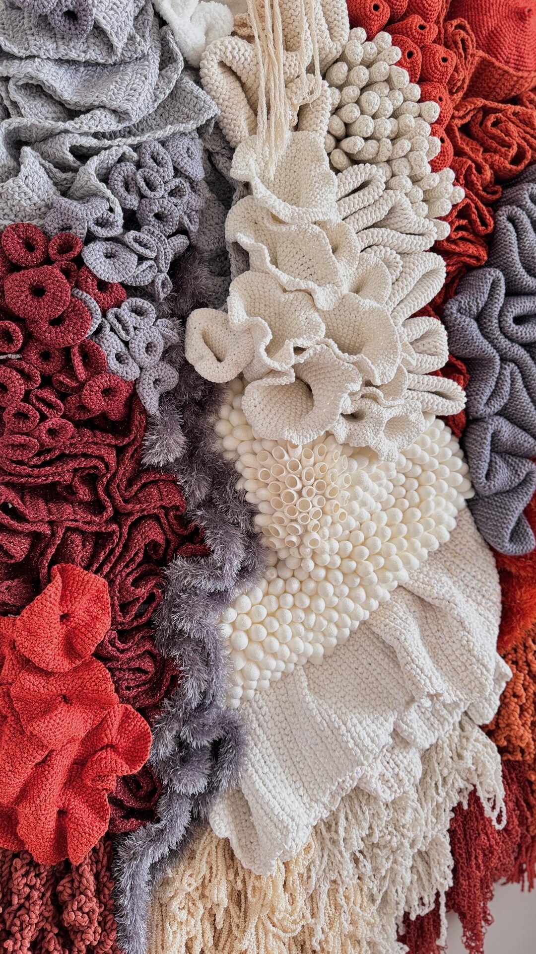 Woven Tapestry Fiber Art Textured Art Coral Reef Wall Hanging Large