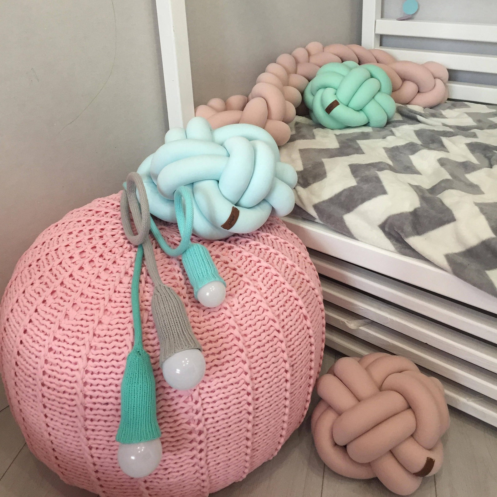 Medium Pink Knot Pillow Knot Cushion Decorative Pillow Home Etsy