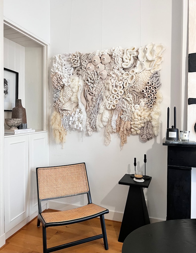 Coral reef fiber art wall hangings, decorative wall tapestries, abstract art, tapestry for the wall, macrame wall hangings, textile art image 3