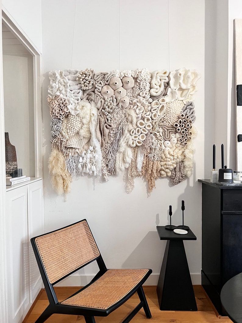 Coral reef fiber art wall hangings, decorative wall tapestries, abstract art, tapestry for the wall, macrame wall hangings, textile art image 2
