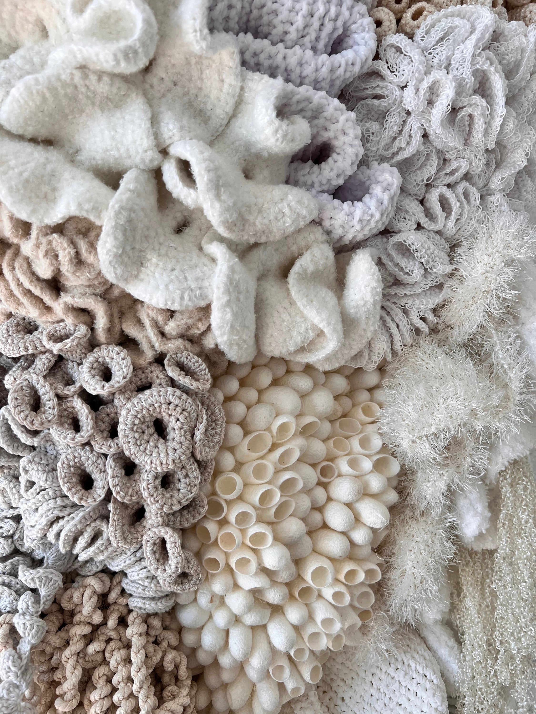 Textile Art: Coral Reef-inspired Large Macrame, Woven Tapestry