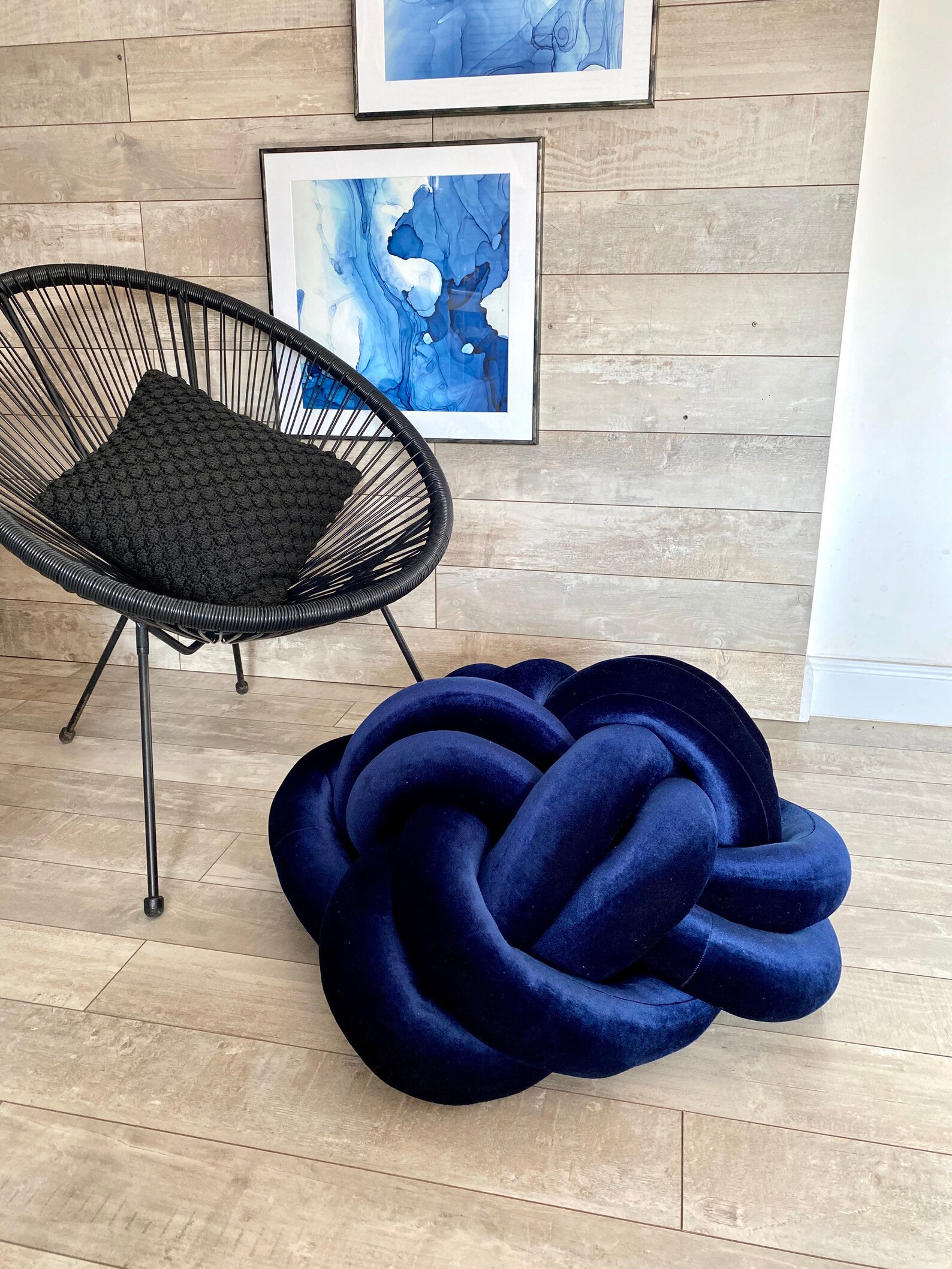 Blue Knot Pouf Knot Floor Pouf Pouf Knot Pillow Floor Etsy