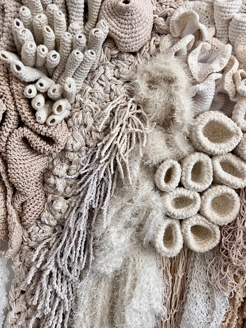 Coral reef fiber art wall hangings, decorative wall tapestries, abstract art, tapestry for the wall, macrame wall hangings, textile art image 8
