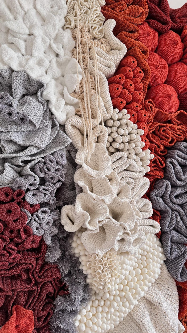 Woven Tapestry Fiber Art Textured Art Coral Reef Wall Hanging Large