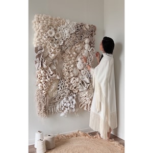 Woven tapestry | fiber art | textured art | coral reef wall hanging | large macramé | fiber art 3D textured wall art | wall sculpture