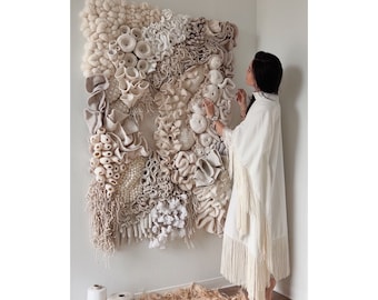 Woven tapestry | fiber art | textured art | coral reef wall hanging | large macrame | fiber art 3D textured wall art | wall sculpture