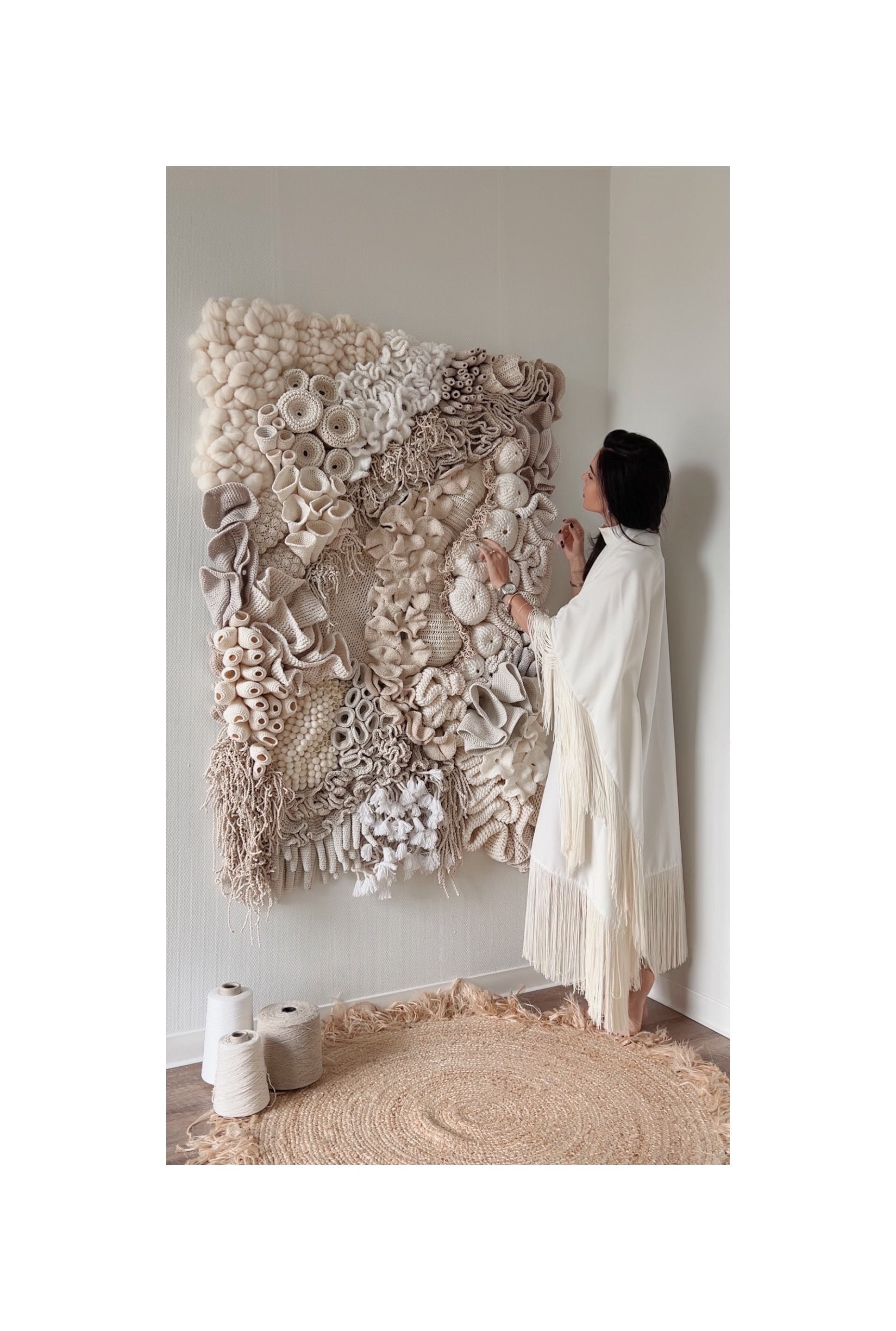 Woven tapestry | fiber art | textured art | coral reef wall hanging | large macramé | fiber art 3D textured wall art | wall sculpture