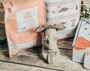 DIY Pottery Kit - Mushroom Sculpture Clay Kit. Air Drying Clay.