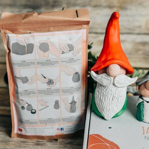 Clay Pottery Kit for 2 - Craft Your Own DIY Gnome / Gonk. Air Drying Clay. Mothers Day, Birthday Gift Ideas or date night box