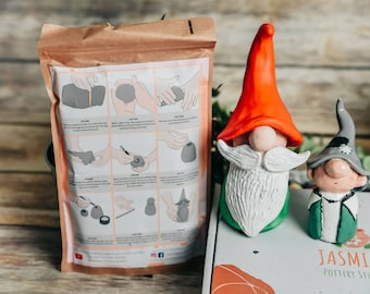 Clay Pottery Kit for 2 - Craft Your Own DIY Gnome / Gonk. Air Drying Clay. Mothers Day, Birthday Gift Ideas or date night box