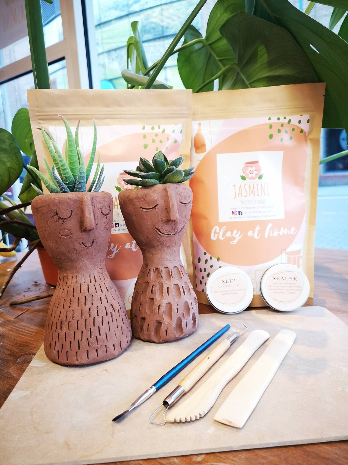 Clay Pottery Kit for 2 Craft Your Own Plant Pot at Home. Air Etsy UK