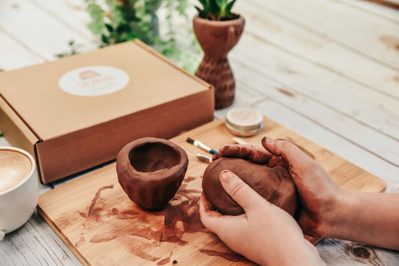 Clay Pottery Kit for 2 Craft Your Own Plant Pot at Home. Air Etsy