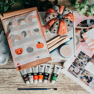 Create a Pumpkin Lantern kit for 2  - Air Drying Clay At Home kit. Spooky, Fall  Halloween kit