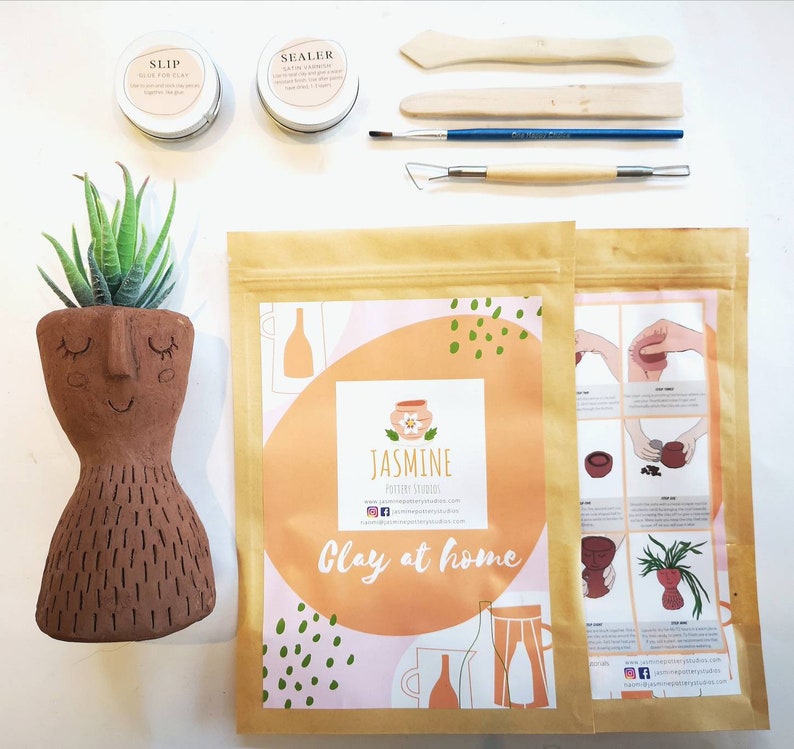 Clay Pottery Kit for 2 Craft Your Own Plant Pot at Home. Air Etsy UK