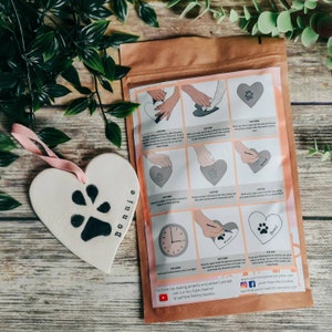 Paw Print Clay Kit DIY craft at home prints into clay, Air Drying Clay. Gift for dog lover. Secret santa gift idea. Christmas pet gifts. image 1