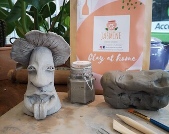 Kit de cerámica DIY - Kit de arcilla de escultura de hongos. Arcilla de secado al aire.