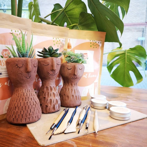 Clay Pottery Kit for 2 Craft Your Own Plant Pot at Home. Air Etsy