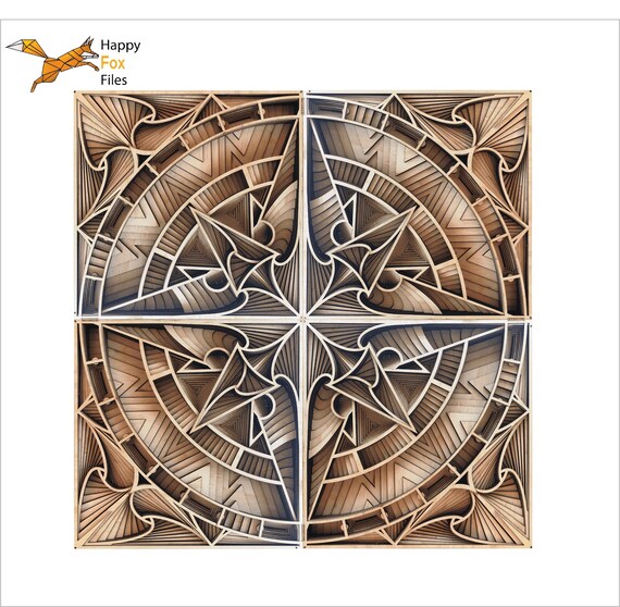 Download 3d Mandala Svg Nautical Svg Laser Cut Files Layered Compass Etsy