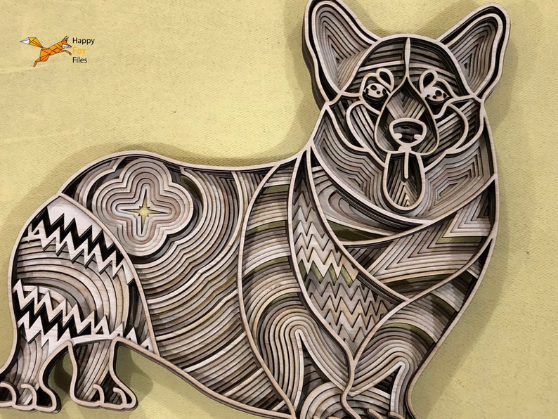 3d mandala svg Corgi svg Laser cut Files layered Corgi Dog | Etsy