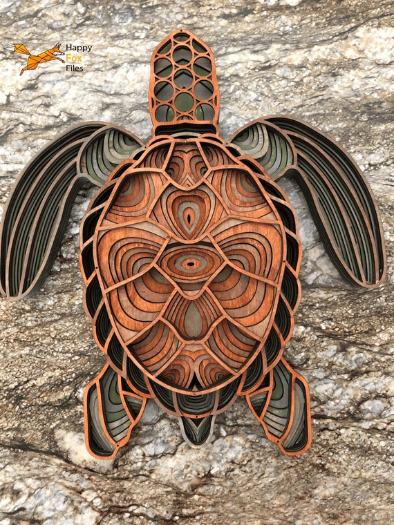 Download 3d Mandala Svg Sea Turtle Svg Laser Cut Files Layered Sea Etsy