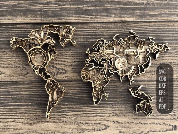 Download 3d Mandala Svg World Map Svg Laser Cut Files Layered Etsy