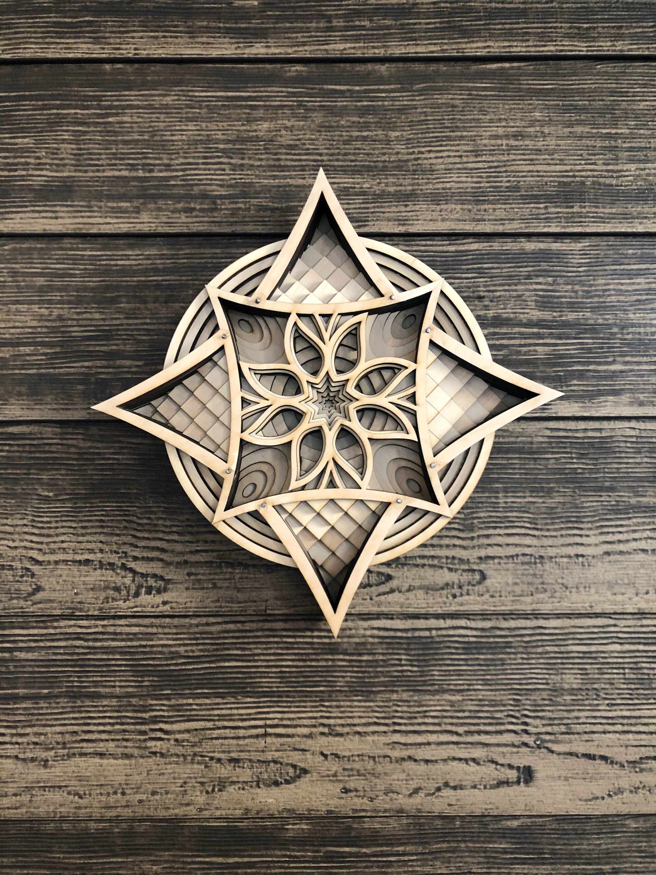 Download 3d mandala svg star svg Laser cut Files layered Star Flower | Etsy