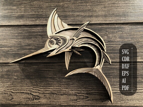 Download 3d Mandala Svg Fish Svg Laser Cut Files Layered Swordfish Etsy