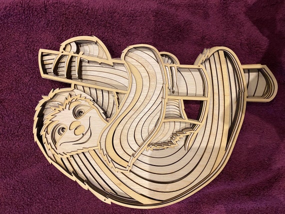 Download 3d Mandala Svg Sloth Svg Laser Cut Files Layered Sloth Etsy