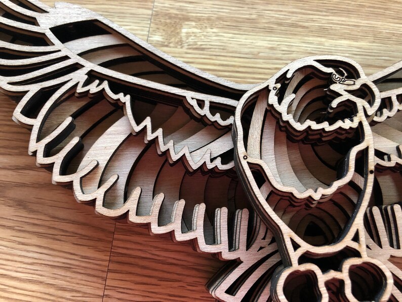 Download Template Files For Laser Cutting Multilayer Mandala The Soaring Eagle Digital Cnc Pattern Vector Plans Blueprint Model 3d Volumetric Drawing 3d Printing Craft Supplies Tools