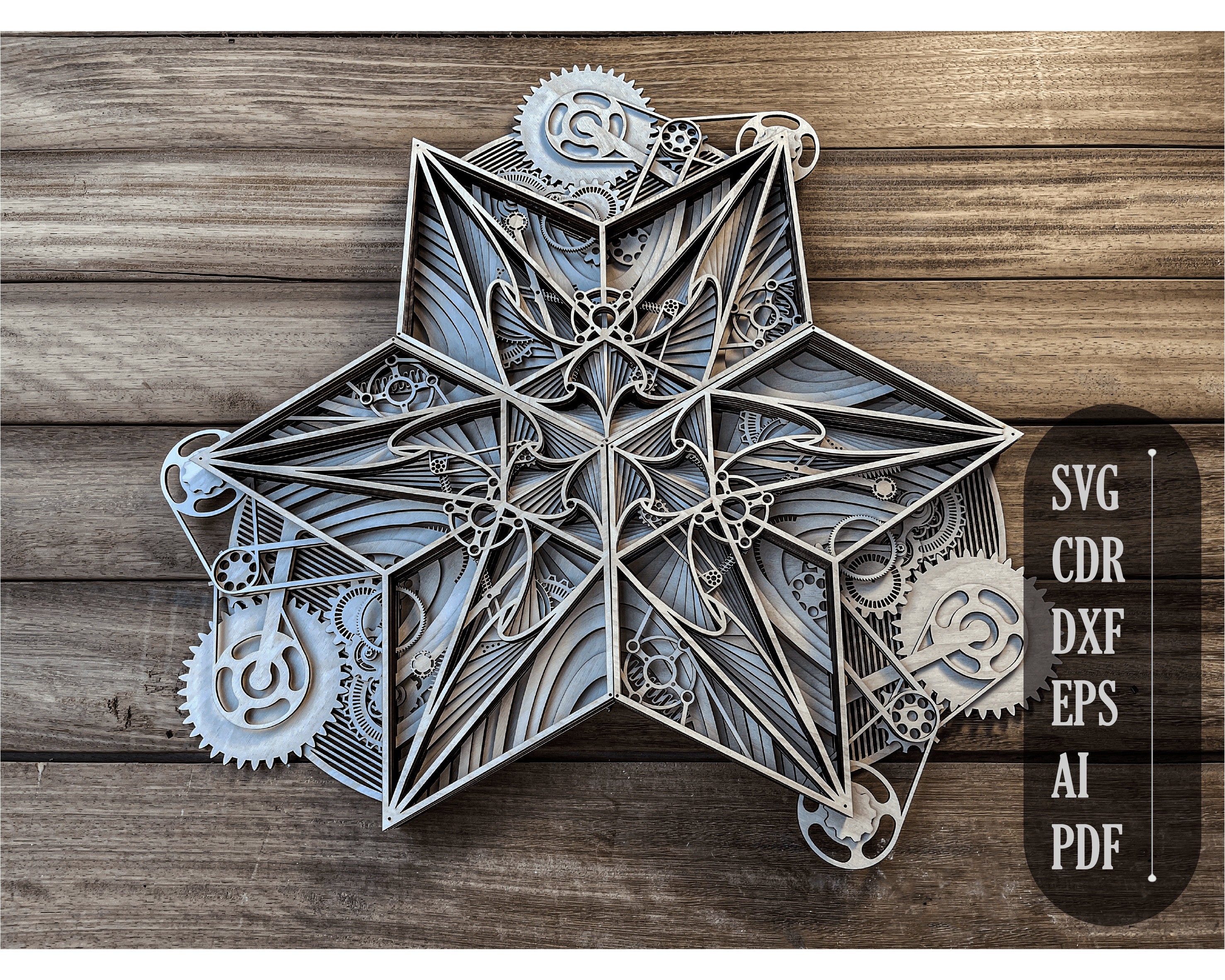 Download 3d Mandala Svg Laser Cut Files Layered Steampunk Mandala Etsy