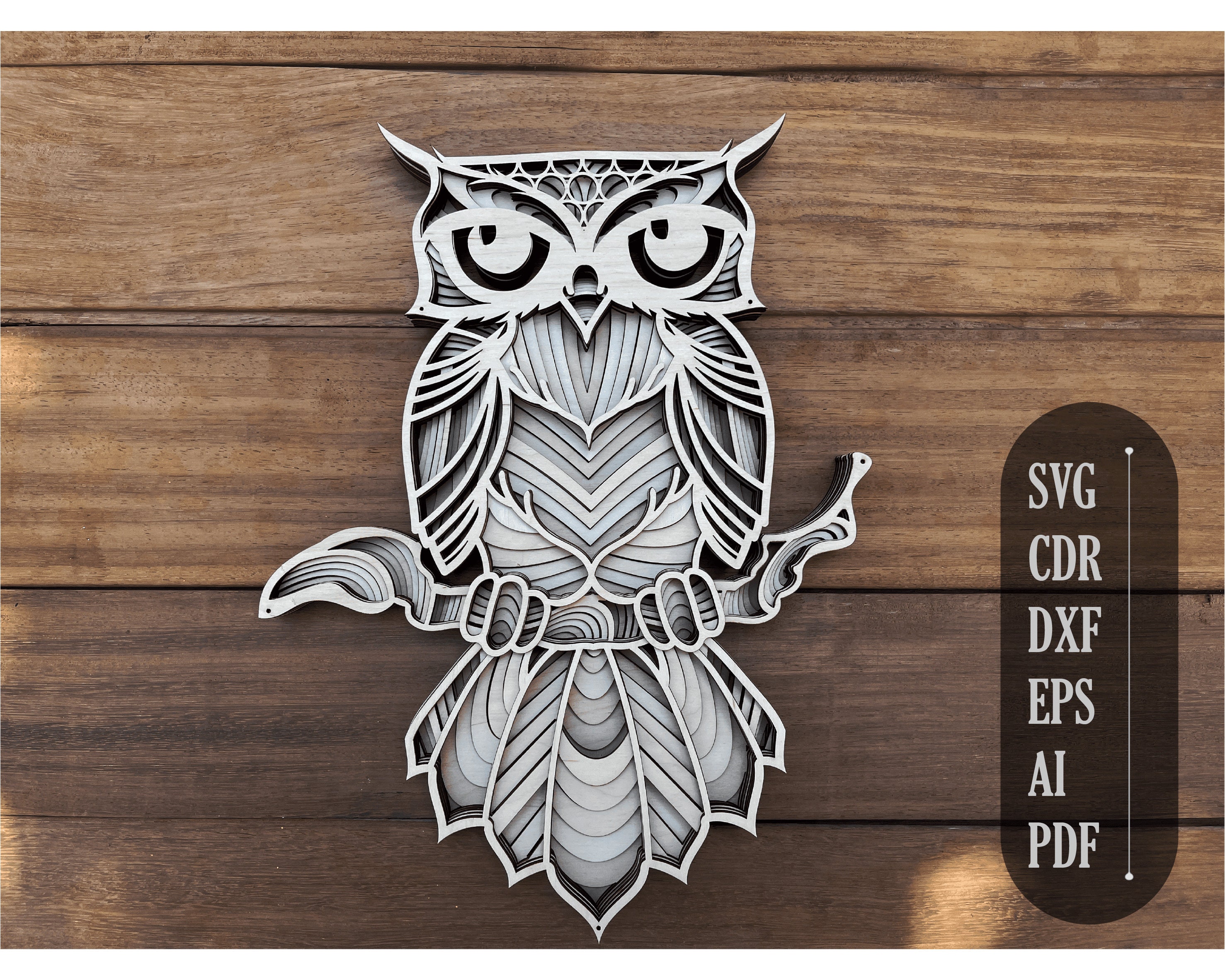 Download 3d Mandala Svg Owl Svg Laser Cut Files Layered Owl Etsy
