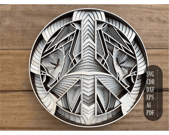 Download 3d Mandala Svg Hippie Svg Laser Cut Files Layered Peace Etsy