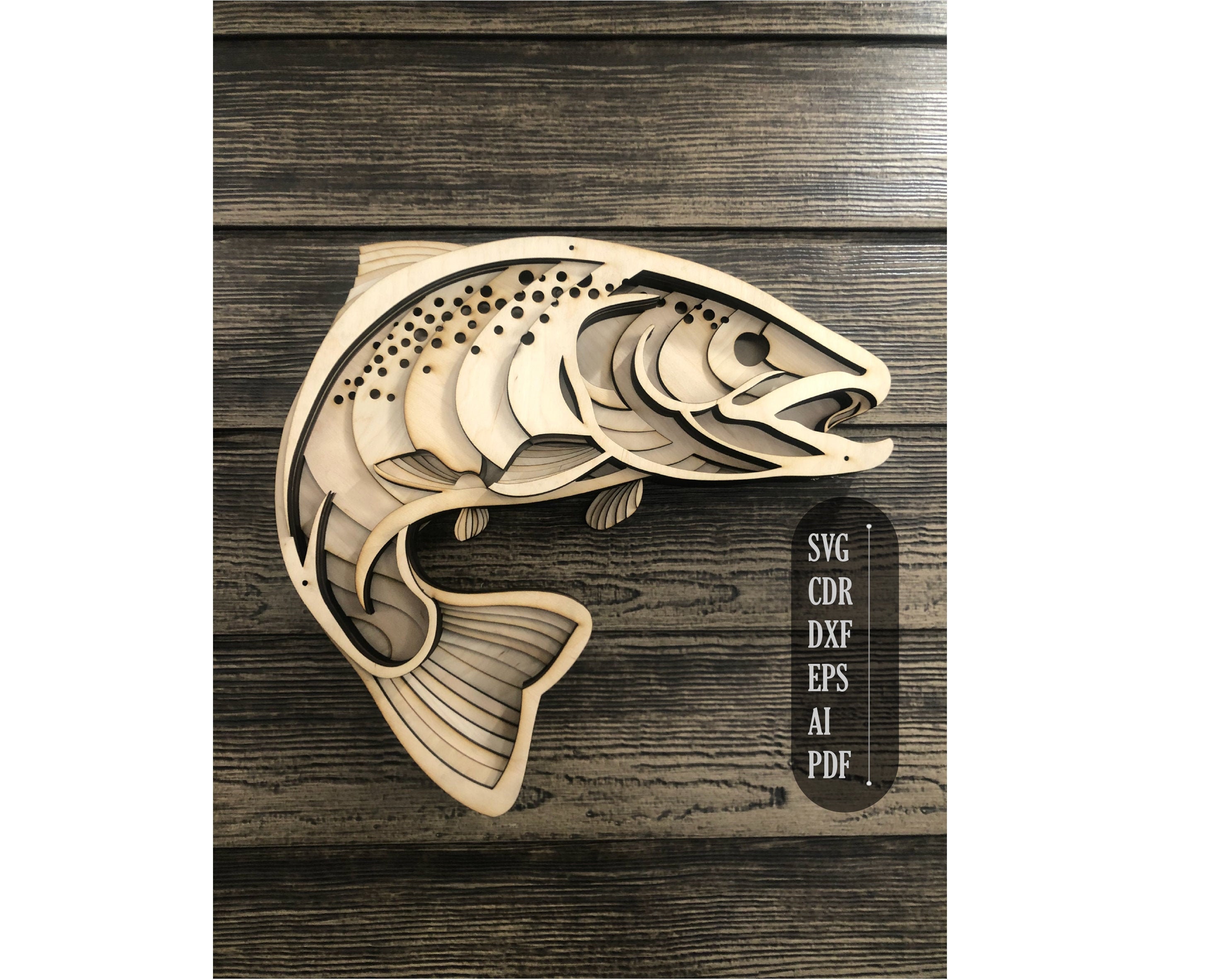Download 3d Mandala Svg Fish Svg Laser Cut Files Layered Fish Trout Etsy
