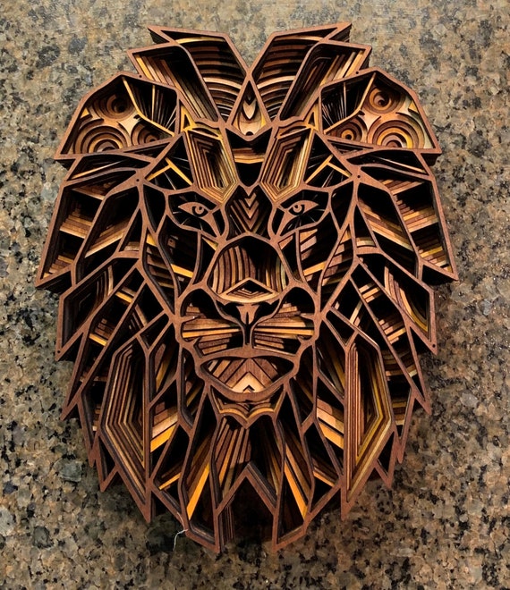 Download 3d Mandala Svg Lion Svg Laser Cut Files Layered Lion Etsy