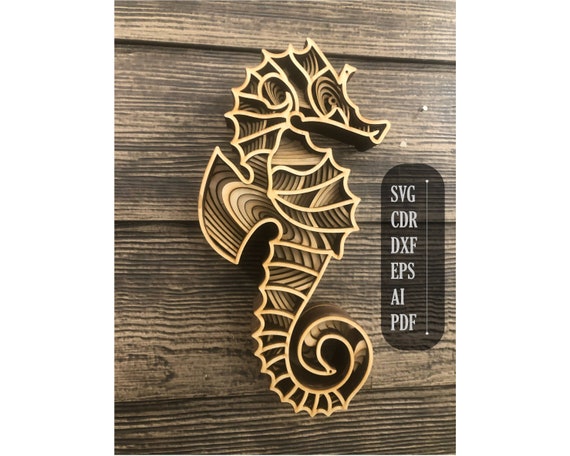 Download 3d Mandala Svg Laser Cut Files Layered Seahorse Mandala Etsy