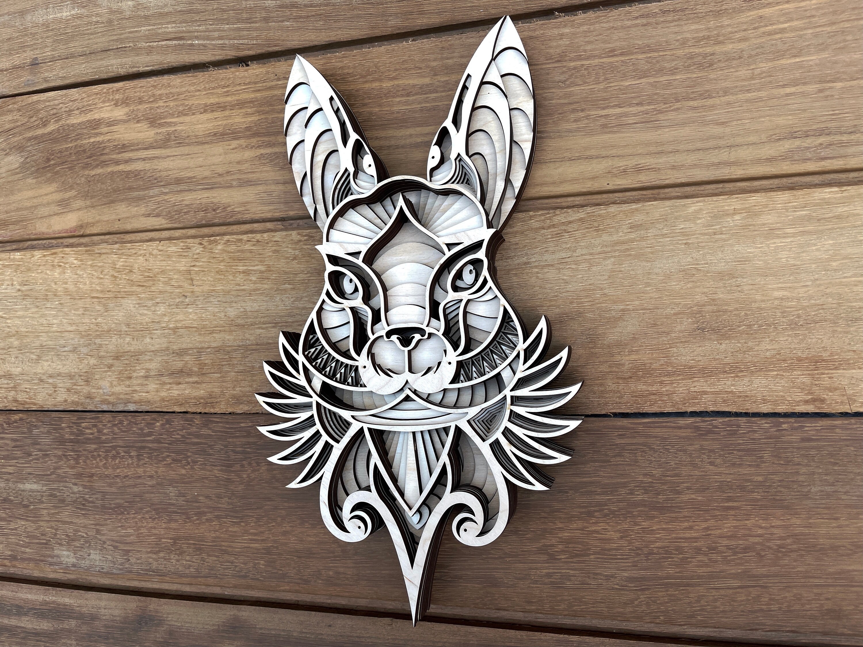 Download 3d mandala svg bunny svg Laser cut Files gelaagde Bunny | Etsy