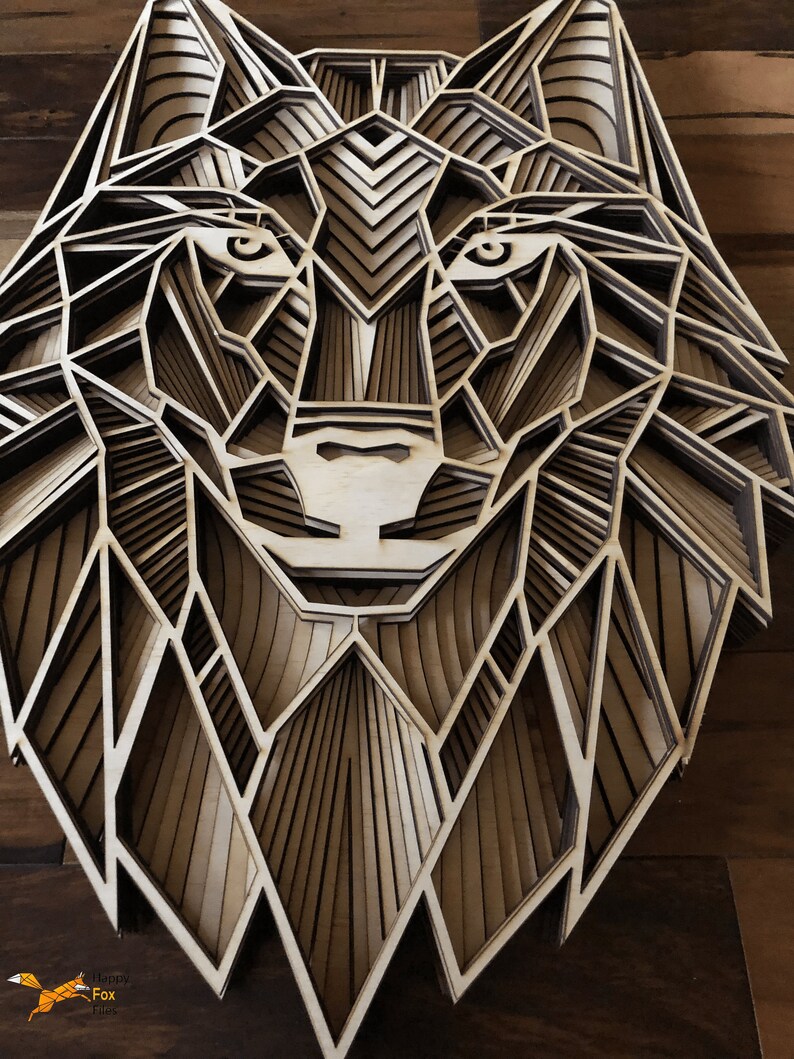 Download Taglio laser File 3d mandala svg Multilayer Mandala Wolf ...