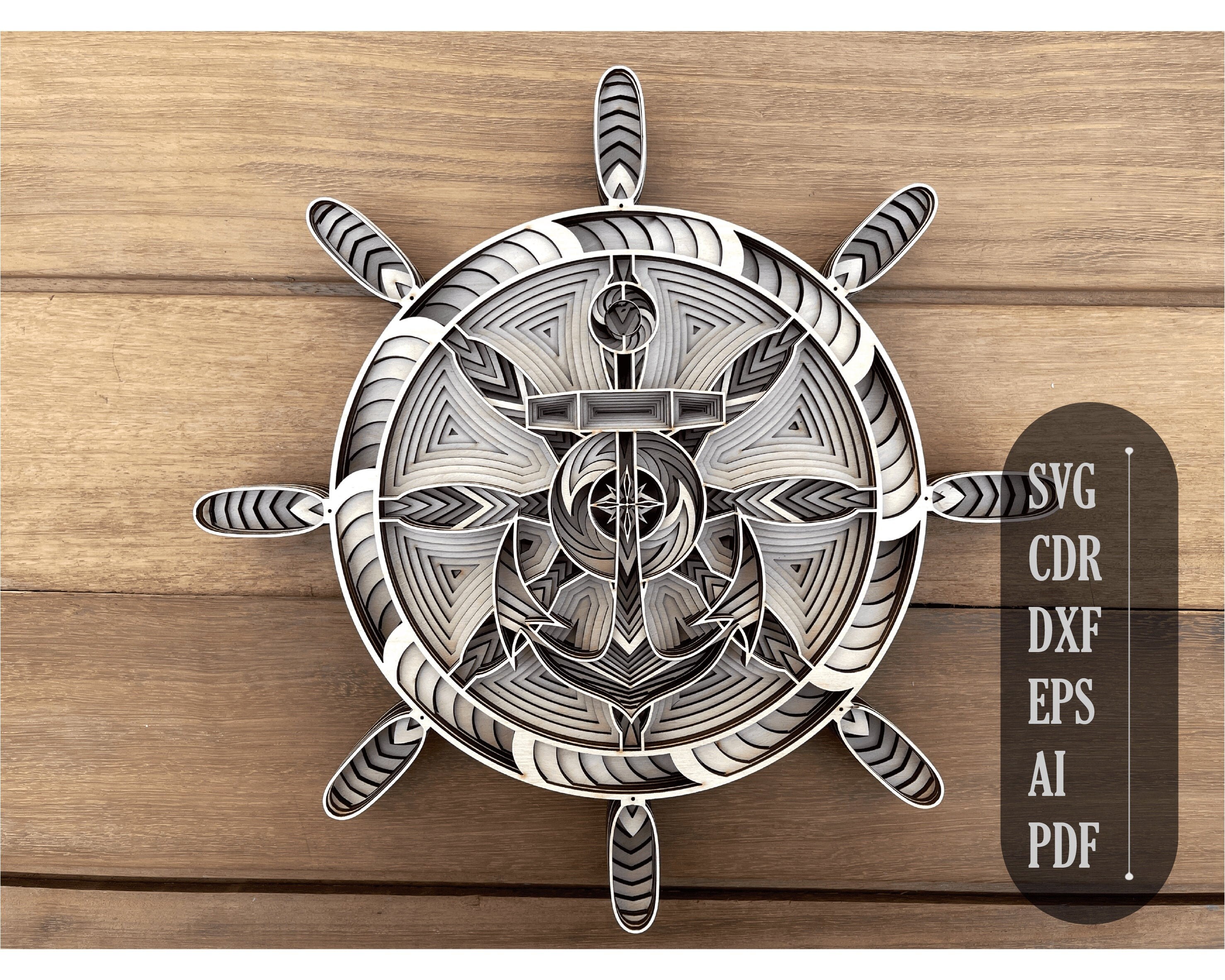 3d Mandala Svg Anchor Svg Laser Cut Files Layered Anchor | Etsy Canada