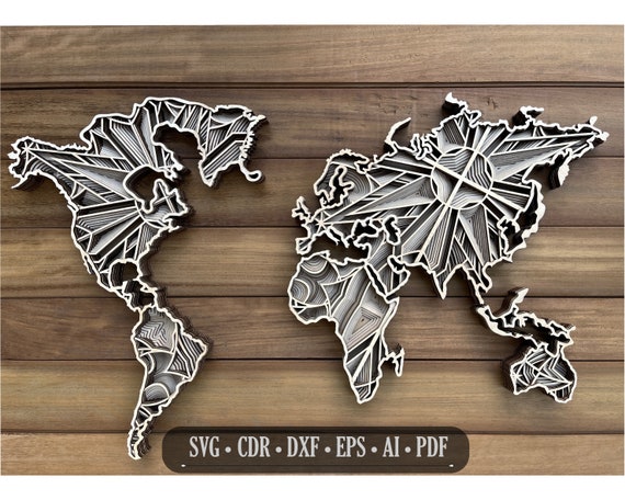 Download 3d Mandala Svg World Map Svg Laser Cut Files Layered World Etsy