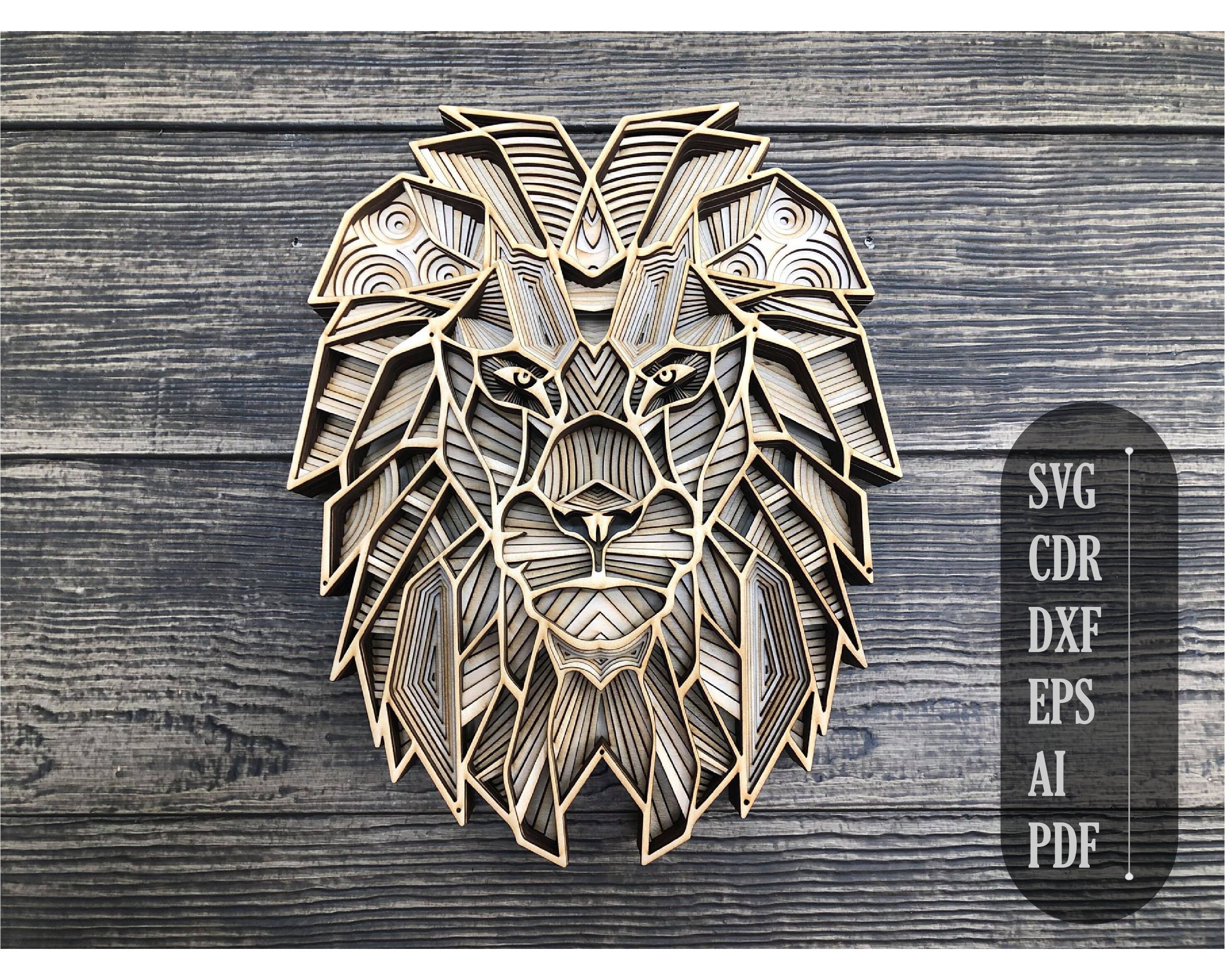 Download 3d Mandala Svg Lion Svg Laser Cut Files Layered Lion Etsy